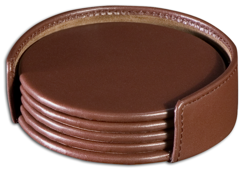 Picture of Dacasso A3445 Leather 4 Round Coaster Set with Holder