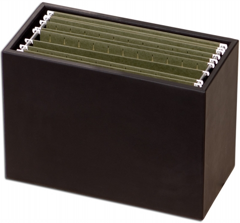 Picture of Dacasso A1093 Black Leather Hanging File Folder Box
