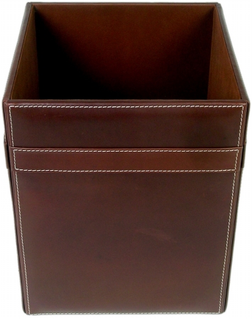 Picture of Dacasso A3203 Rustic Leather Square Waste Basket
