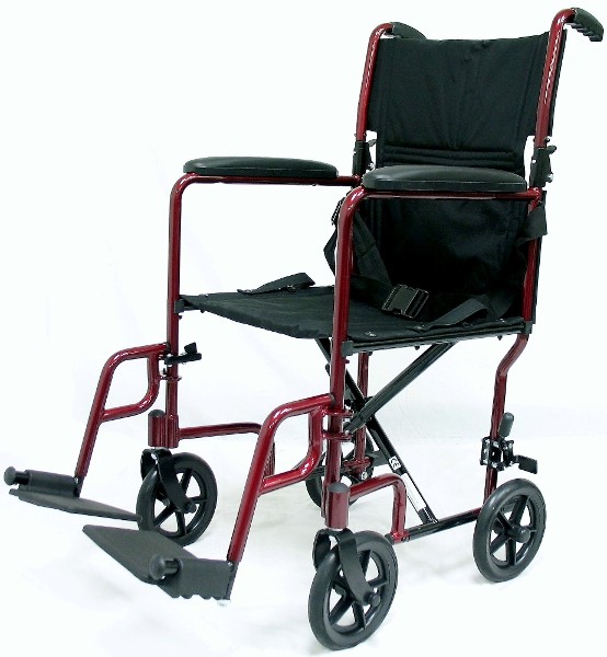 Picture of Karman Healthcare LT-2017-BD Transport Wheelchair-Burgundy