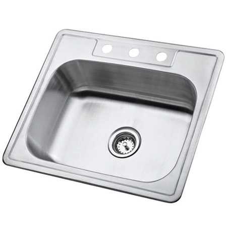 Picture of Kingston Brass GKTS2520 Gourmetier GKTS2520 Self-Rimming Single Bowl Kitchen Sink  Brushed Nickel
