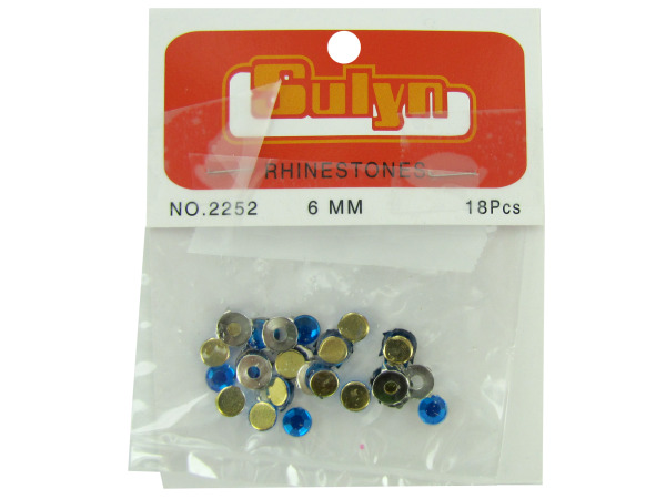 Picture of 18 pc 6mm blue rhinestones with mounts - Pack of 24