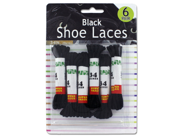 Picture of Bulk Buys GL009-24 34&quot; Long Black Shoe Laces on a Blister Card - Pack of 24