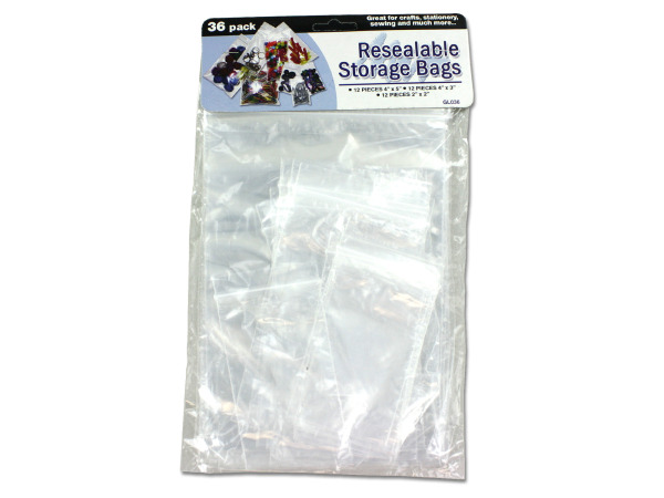 Picture of Bulk Buys GL036-24 Transparent Plastic Resealable Storage Bags - Pack of 24