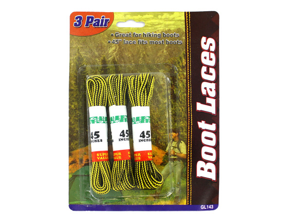 Picture of Bulk Buys GL143-72 45&quot; Long x 1/16&quot; Wide Woven Polyester 3 Pair boot laces - Pack of 72