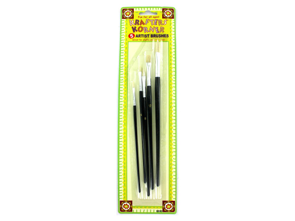 Picture of Bulk Buys GO061-24 5 Piece Craft Black Artist Paint Brush - 24 Packs -Pack of 24