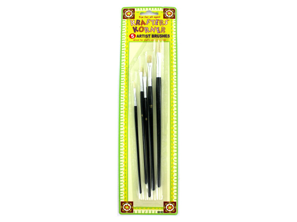 Picture of Bulk Buys GO061-48 5 Piece Black Artist Brushes - Pack of 48