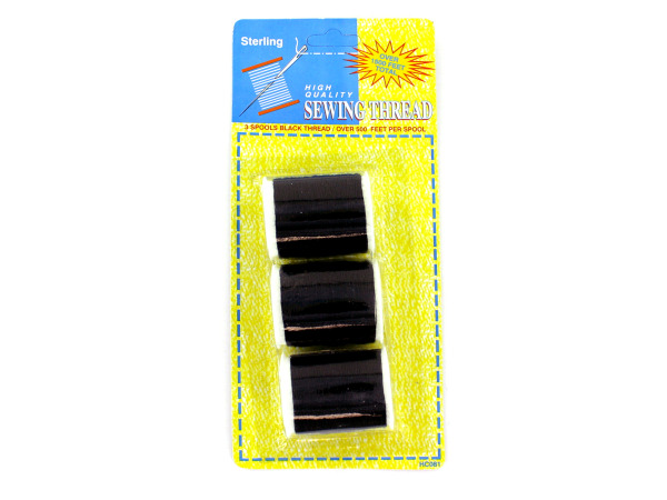 Picture of Bulk Buys HC081-96 Black Sewing Thread Set with 3 Thread Spools - Pack of 96