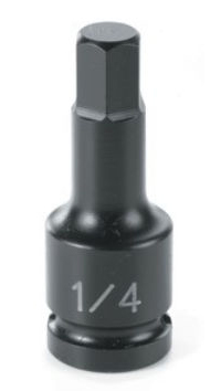 1/4" Drive, 1/4" Size, SAE Socket, 6 Points, 1/4",1/4"D,Hex M,Black