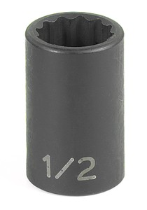 3/8" Drive, 8mm Size, Metric Socket, 12 Points, 8mm, 3/8"D, Impact, 12pt., Blk
