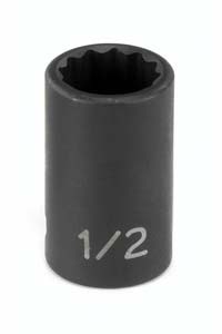 3/8" Drive, 1/2" Size, SAE Socket, 12 Points, 1/2",3/8"D,12pt.,Black