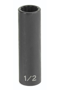 3/8" Drive, 9mm Size, Metric Socket, 12 Points, 9mm, 3/8"D, Impact, 12pt., D, Blk