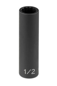 Impact Socket, 3/8 in Drive Size, 1/2 in Socket Size, Star, 12-point, Deep Length