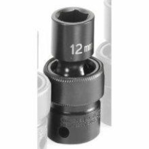 3/8" Drive, 12mm Size, Metric Socket, 6 Points, 12mm,3/8"D,Impact,Univ 6pt.