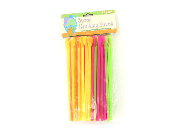 Picture of Spoon drinking straws  package of 50 - Pack of 24