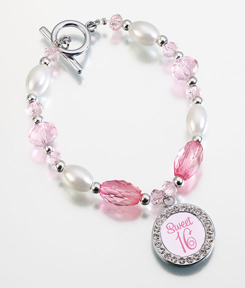 Lillian Rose Sweet Sixteen Theme Party Birthday Girl Bracelet, Pink, (SS780 B)
