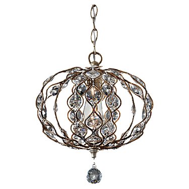 Feiss F2742-1BUS Leila 1-Light Chandelier - Burnished Silver