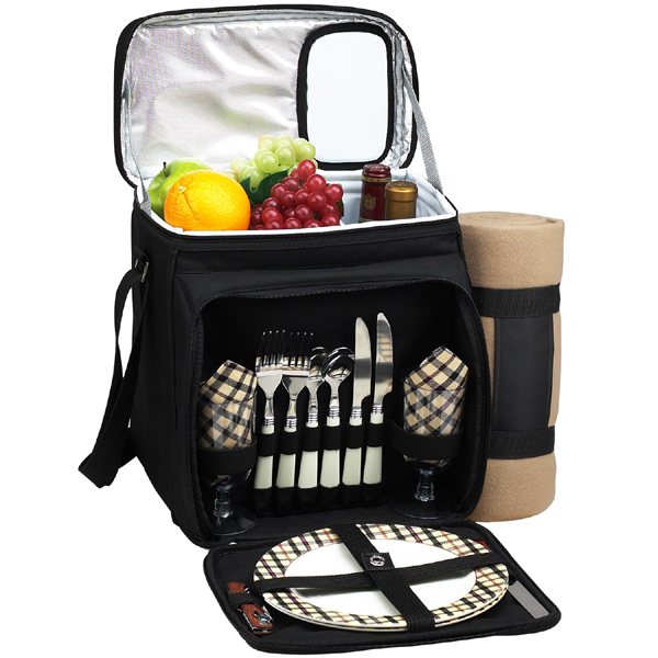 Picture of Picnic at Ascot 526X-L London Picnic Cooler For Two with Blanket-Black