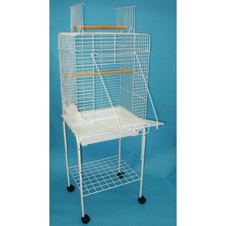 Picture of YML 1924-4924WHT Open Play Top Small Parrot Bird Cage with Stand in White