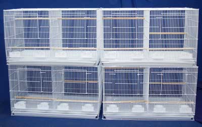 Picture of YML 4x2464WHT Lot of Four Medium Bird Breeding Cages with Divider in White