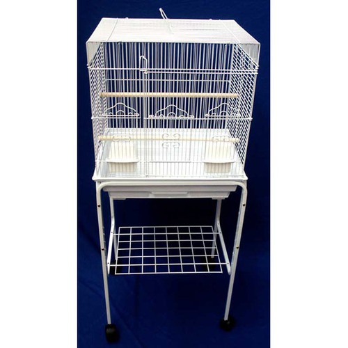 Picture of YML 5824-4814WHT Square Top Small Bird Cage with Stand in White