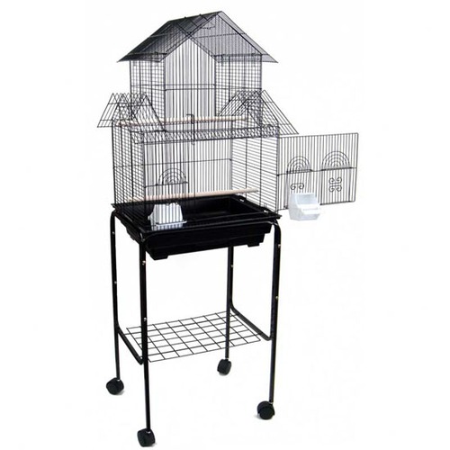 Picture of YML 5844-4814BLK Pagoda Small Bird Cage with Stand in Black