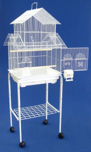 Picture of YML 5844-4814WHT Pagoda Small Bird Cage with Stand in White