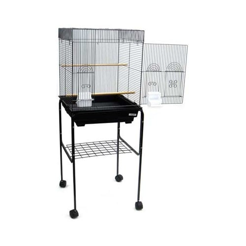 Picture of YML 5924-4814BLK Flat Top Small Bird Cage with Black Stand in Black