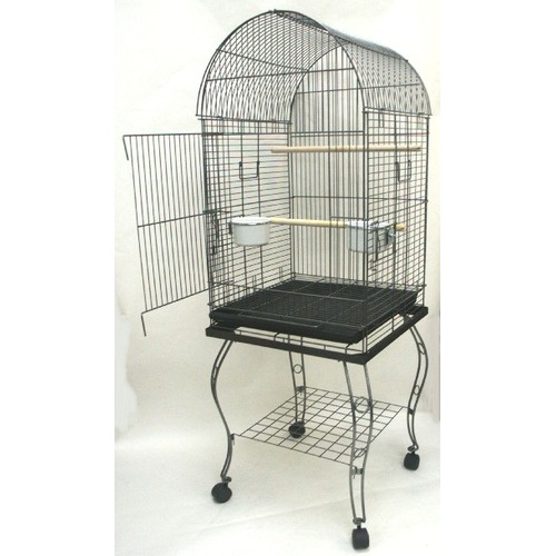 Picture of YML 600AAS Dome Top Parrot Cage with Stand in Antique Silver