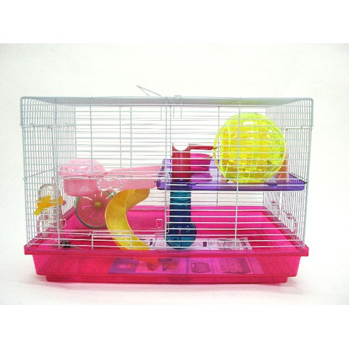 Picture of YML H1812PK 12 in. Clear Plastic Hamster-Mice Cage in Pink