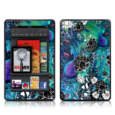 Kindle Fire Skin Kit/Decal - Peacock Garden - Juleez (does not fit Kindle Fire HD)