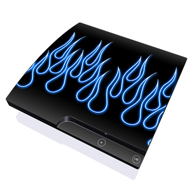 Picture of DecalGirl PS3S-NFLAMES-BLU PS3 Slim Skin - Blue Neon Flames