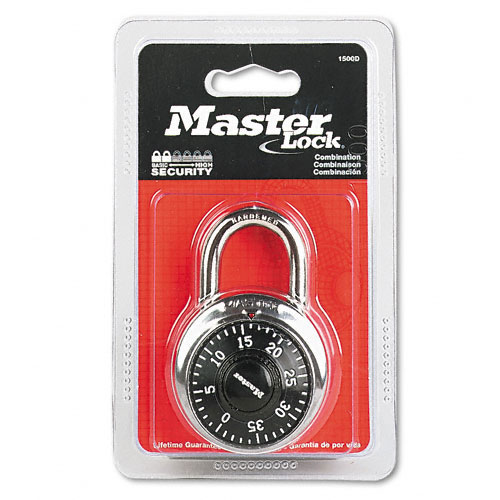 Picture of Master Lock MLK1500D Master Lock Combination Lock  Stainless Steel  1-7/8  Wide  Black Dial  EA - MLK1500D