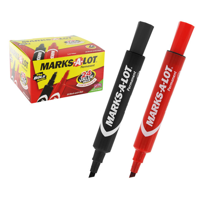 Picture of Avery AVE98187 Avery Marks-A-Lot Permanent Markers&#44; Regular Chisel Tip&#44; Red&#44; Black&#44; 24/Pack&#44; PK - AVE98187