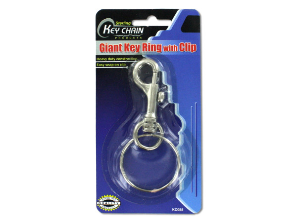 Picture of Bulk Buys KC088-48 Silver Metal Giant Key Ring with Clip - Case of 48