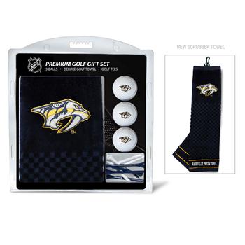 Picture of Team Golf 14520 Nashville Predators Embroidered Towel Golf Ball 12 Golf Tee Gift Set