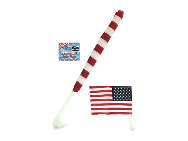 Picture of Bulk Buys AA140-72 Plastic/Nylon Patriotic Auto Flag with A Hang Tag - Case of 72
