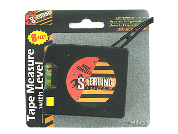 Picture of Bulk Buys AC027-72 6&apos; Tape Measure with Level Black - Pack of 72