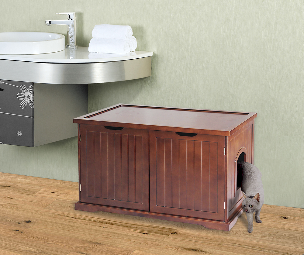 Picture of Merry Products MPS012 Cat Washroom Bench - Walnut