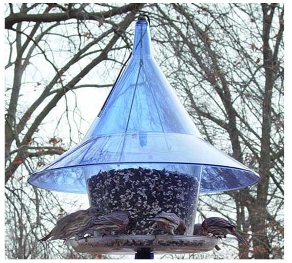 Picture of Arundale AR360B Sky Caf Hopper Bird Feeder with Large 17&quot; Squirrel Proof Blue