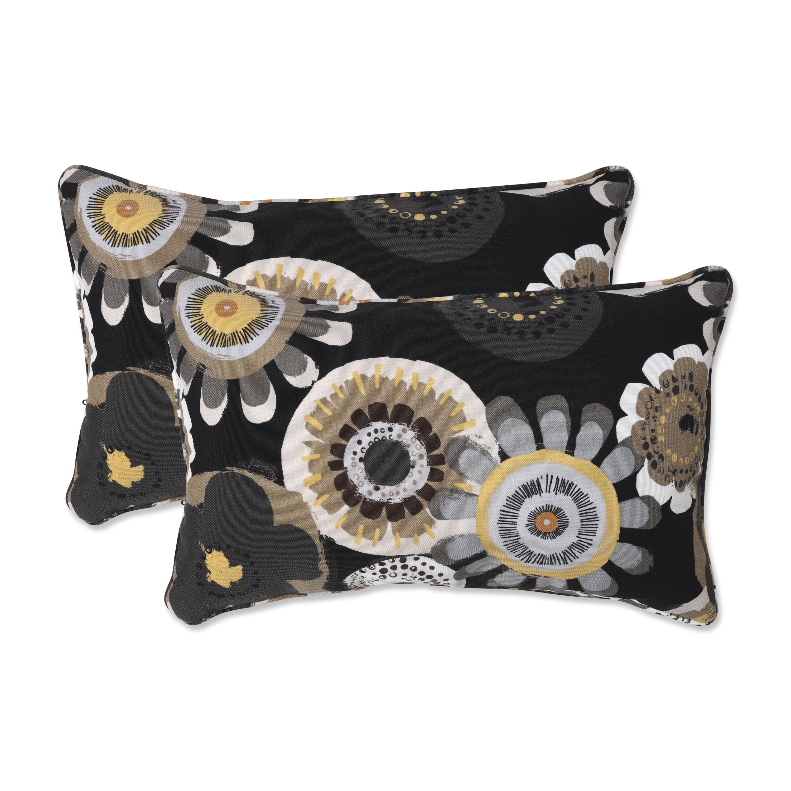 Picture of Pillow Perfect 449654 Crosby Black Rectangle Throw Pillow (Set of 2)