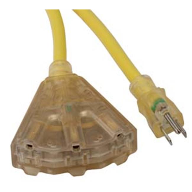 Bayco BYSL-740L 25 ft.Triple-Tap Lighted End Extension Cord 14-3 Gauge 15