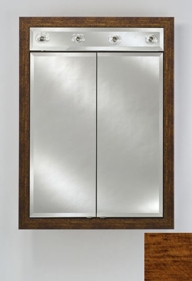 Afina Corporation DD-LC2434RARLHO 24 in.x 34 in.Recessed Double Door Cabinet with Contemporary Lights - Arlington Honey