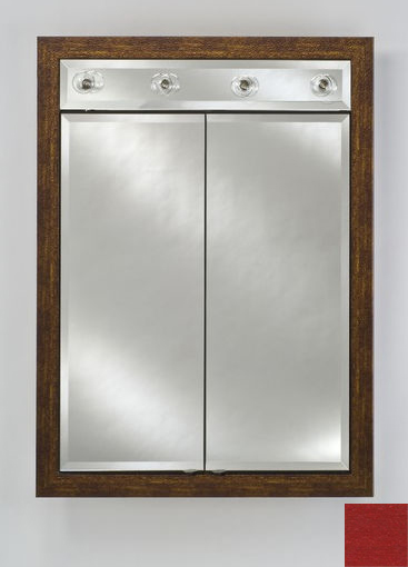 Afina Corporation DD-LC2434RCOLRD 24 in.x 34 in.Recessed Double Door Cabinet with Contemporary Lights - Colorgrain Red
