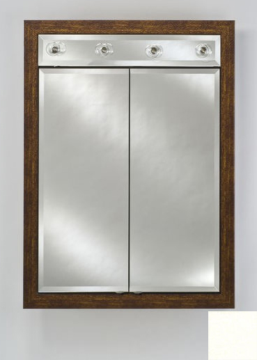 Afina Corporation DD-LC2434RCOLWT 24 in.x 34 in.Recessed Double Door Cabinet with Contemporary Lights - Colorgrain White