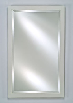Estate Wall Mirror Satin White, White Framed Bathroom Mirror 24 X 30