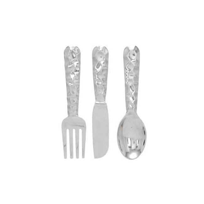 Benzara 26169 Cutlery Wall Decor - Aluminum Utensil Set-3 23 in. H 6 in. W