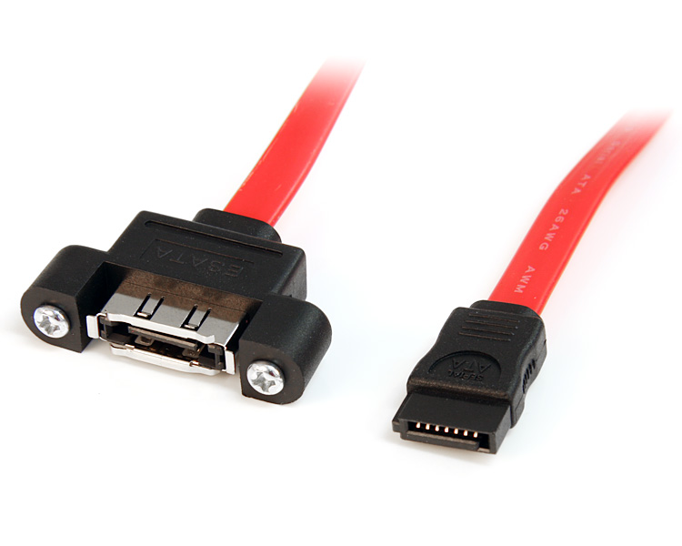 1ft eSATA Panel Mount Cable Female-Male Retail - Red - 12 in