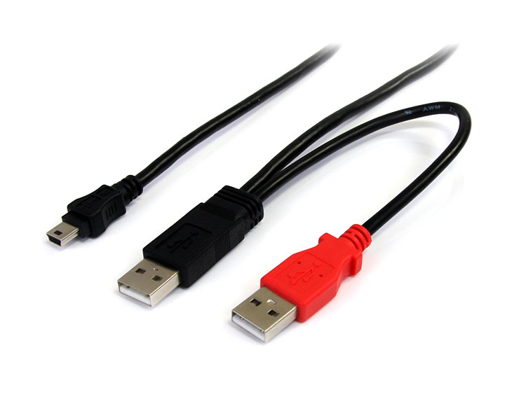 Picture of StarTech USB2HABMY3 3 ft USB Y Cable External Hard Drive USB A to miniB Retail