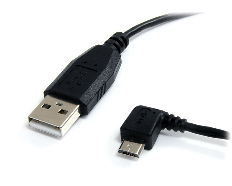 Cable 6ft USB A to Left Angle Micro B Retail - Black - 6ft